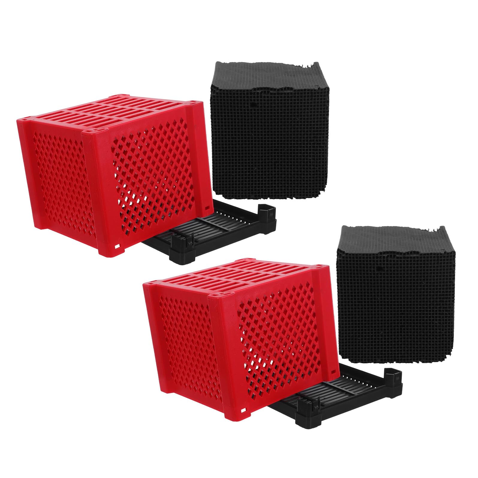 Filtro para Acuario Medios Filtrantes de Carbón Cúbico, Kit de 2 Unidades Caja de Almacenamiento Integrada para Peceras Pequeñas, Accesorios para Filtros de Acuario y
