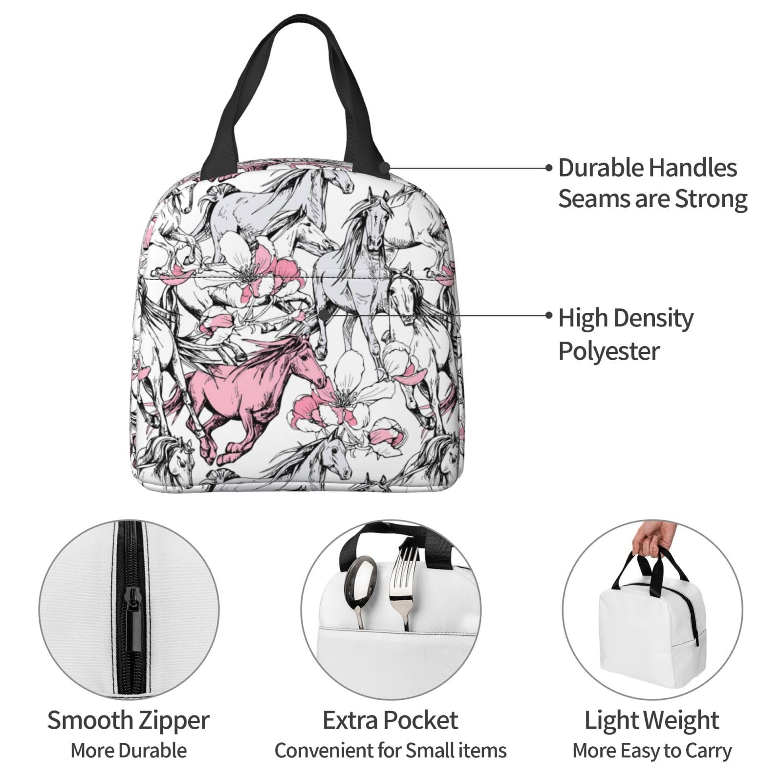 Amazon｜Chioee ランチバッグ 弁当袋 馬柄 ピンク 弁当箱入れ トート