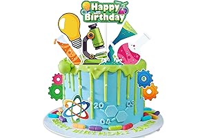 21-Piece Mad Scientist Chemistry Cake Toppers for Science-Themed Parties