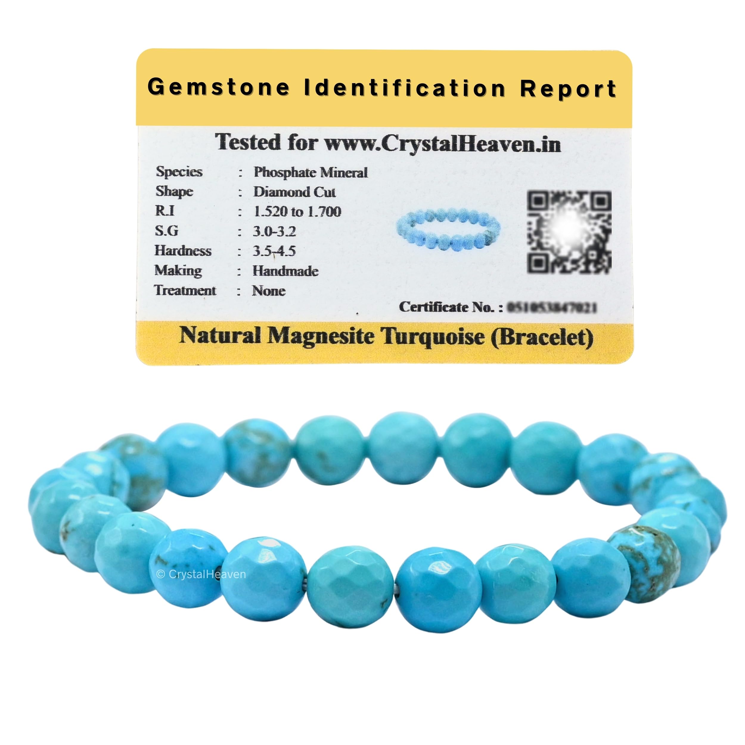 Buy Crystal Heaven Certified Turquoise Bracelet For Women Men With