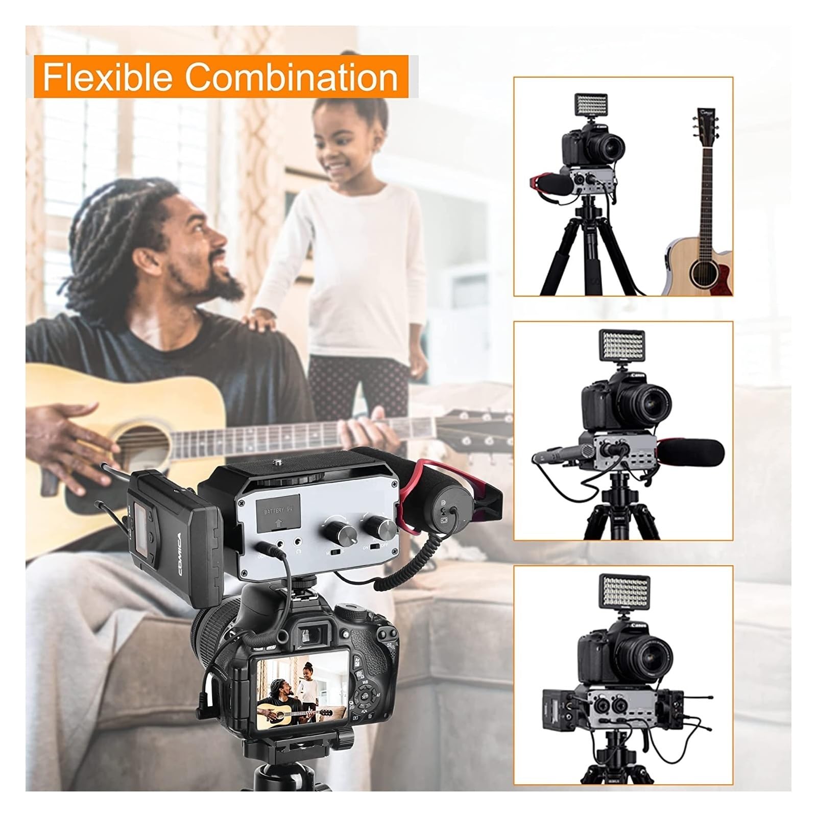 Micrófono de estudio Mezclador de audio XLR, CVM-AX3 Dual XLR/6,35 mm/3,5 mm Mezclador de audio y video, mezclador de cámara Mantenga la voz nítida