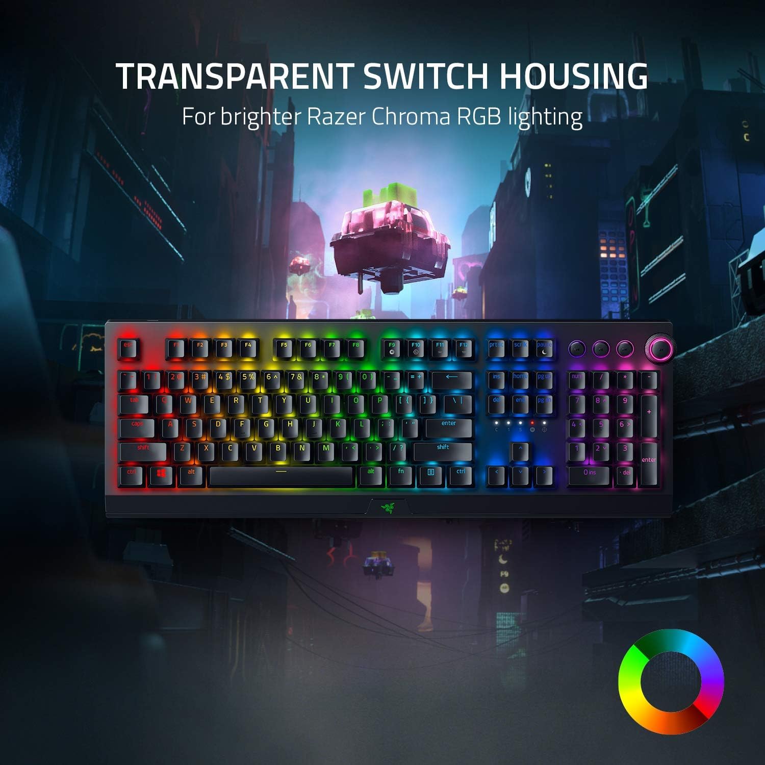 Razer BlackWidow V3 Pro (Yellow Switch) - Trådlöst mekaniskt speltangentbord i Full höjd med Chroma RGB (2,4 GHz, Bluetooth Eller USB-C, Handledsstöd i mjukt konstläder) Svart | Nordic Layout
