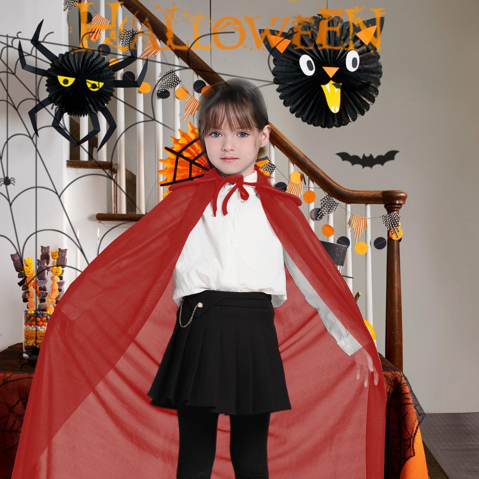 MIVAIUN 90 cm Red Cape Witch Cosplay Accessories Adult Halloween Fancy Dress Costume - Image 4