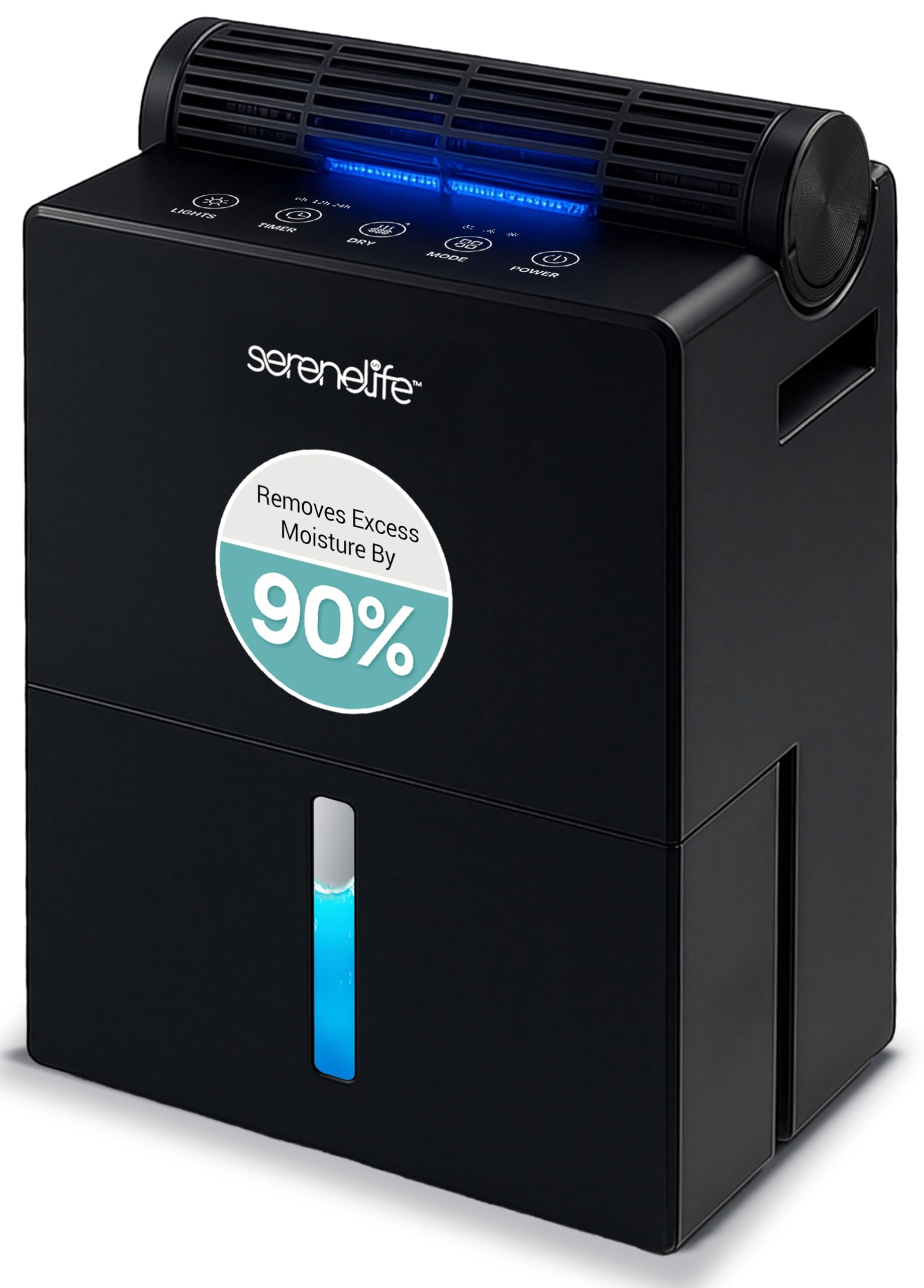 SereneLife Dehumidifier for Home – 2700ml Quiet Electric Dehumidifiers with Removable Cylinder for Closet, Dry Air Fast for Large Rooms, Small Spaces, Anti-Mould, Compact & Energy Efficient, Black