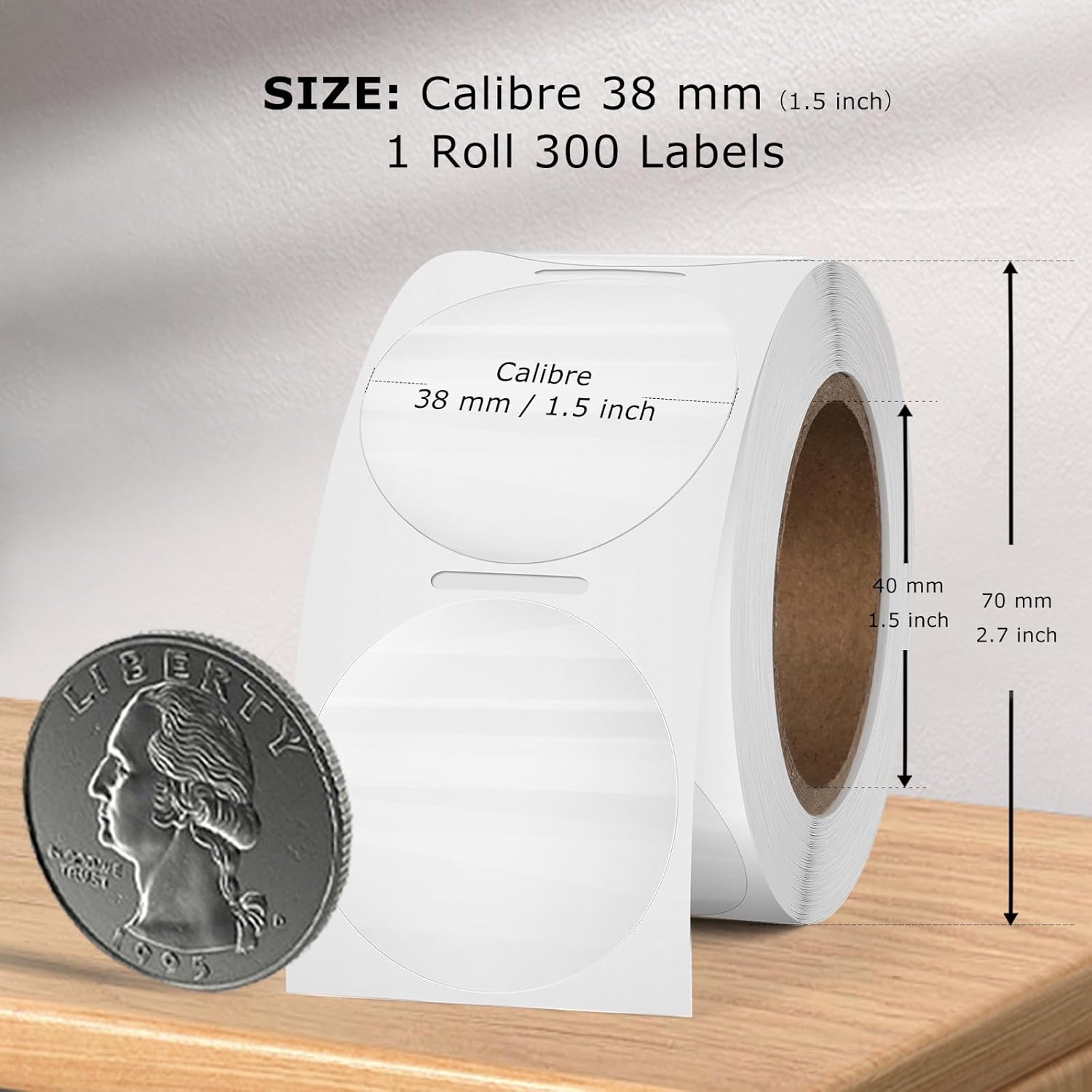 FINDAT Transparent Thermal Labels Round 1.5 Inch Self Adhesive Circle Clear Printer Stickers Vinyl Waterproof Roll Decals Name Tag for Address Design DIY Logo Business 300 PCS 1.5 inch Circle