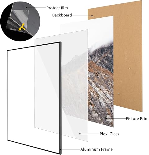 Miniatura 6 de Frametory, Marco de fotos de aluminio de 24 x 36 pulgadas, parte delantera acrílica, marco de póster de metal fino para fotos de 24 x 36 pulgadas,