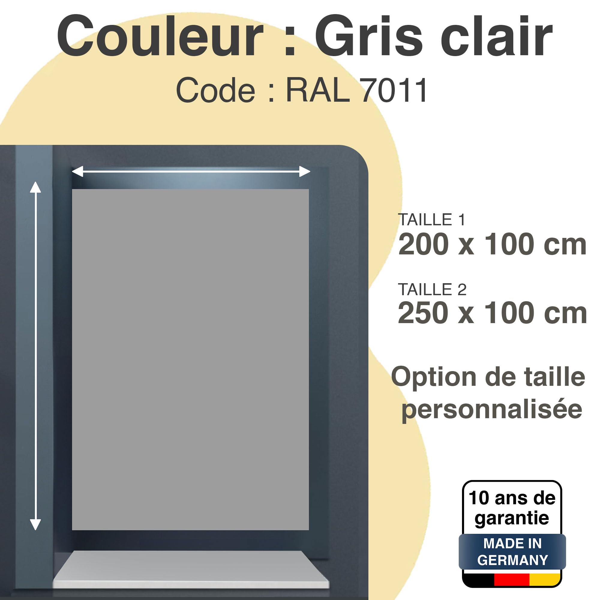 WALLando Panneau mural de douche (Gris clair / 250 x 100 cm) – Panneau en PVC facile à installer & résistant à l'humidité – Revêtement mural premium – Fabriqué en Allemagne