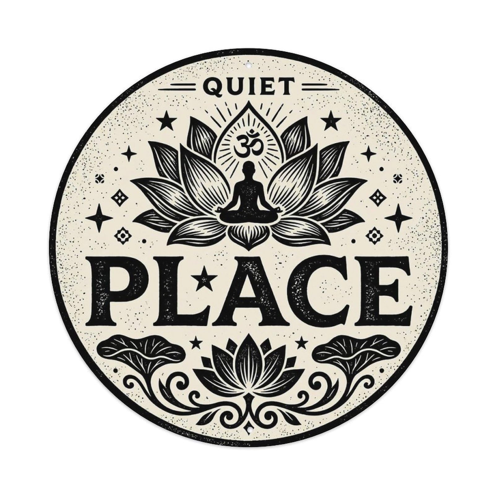 Zen Flower Meditation Den Peaceful Place Vintage Metal Tin Sign Plaque Wall Decor for Cafe, Club Bar, Office, Garden Metal Poster 8x8Inch