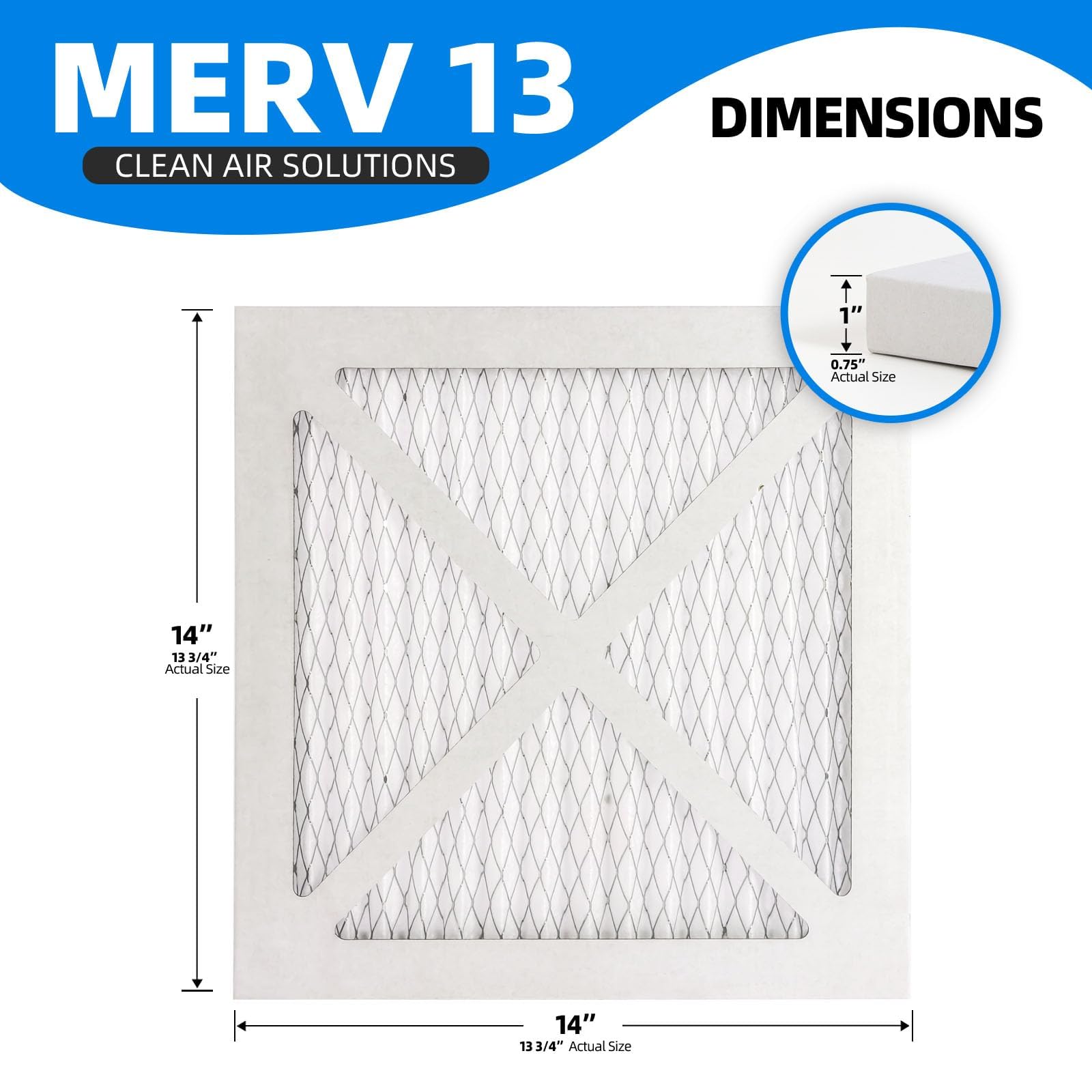 Filtros de aire plisados para horno de 14 x 14 x 1, MPR 1200 y FPR 7, MERV 11 (tamaño real: 13.5 x 13.5 x 0.75 pulgadas)