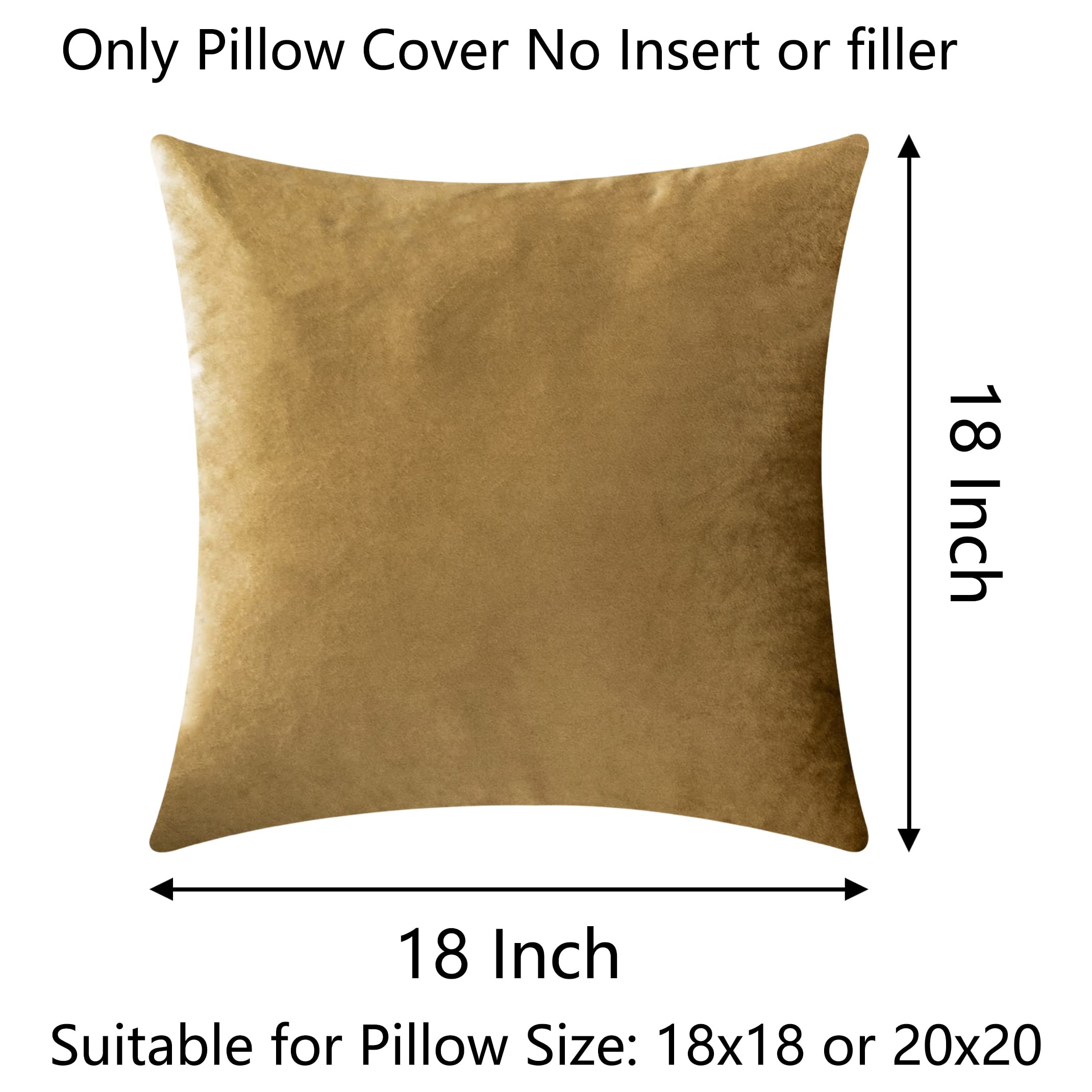 Demetex Gold Cushion Covers 45cm x 45cm Soft Velvet Cushion Cases Square Decorative Cushions for Couch Sofa Living Room Set of 2 - Image 3