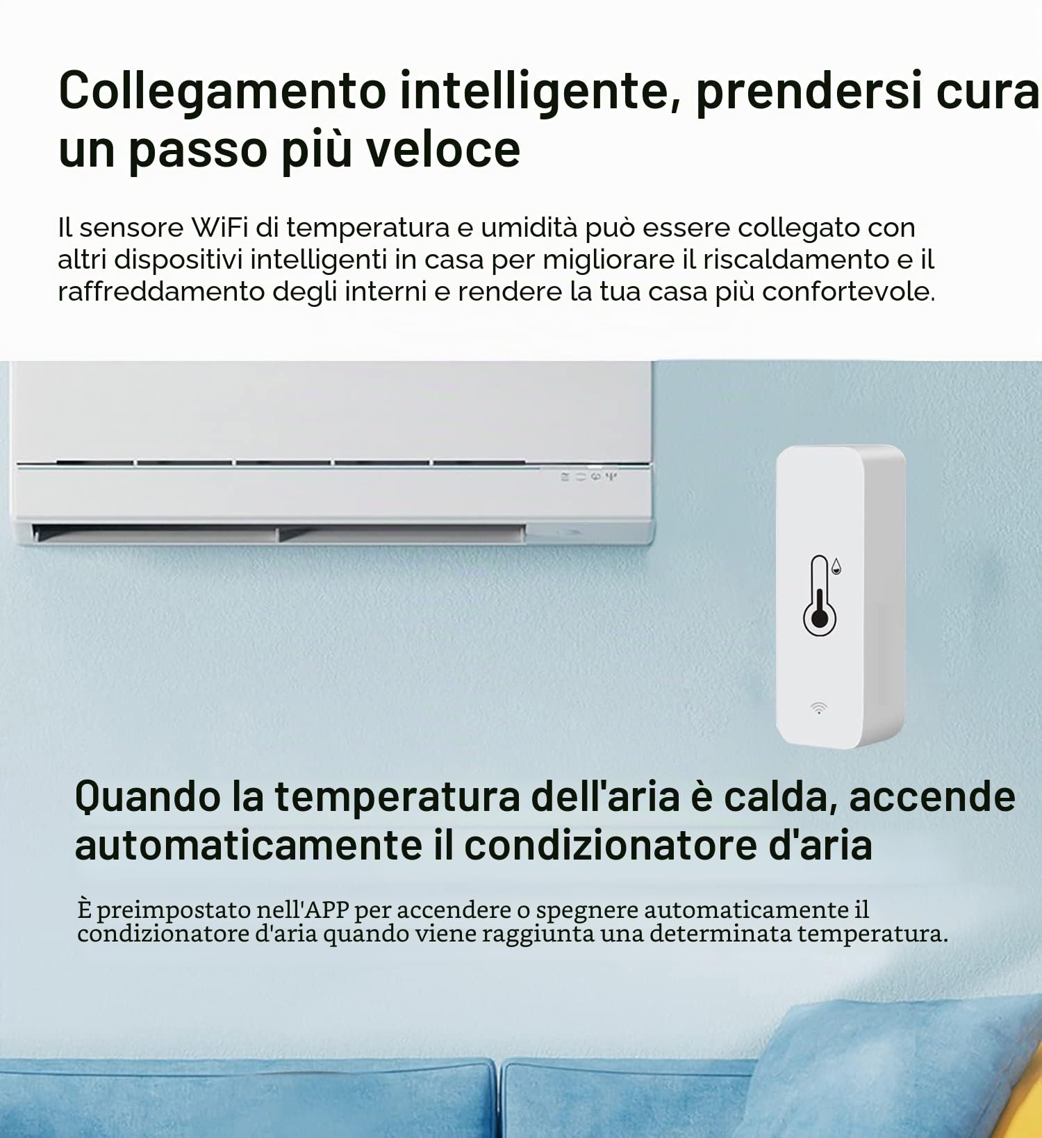 Confezione da 4 sensori di umidità WiFi: monitor di temperatura senza fili con notifica app, esportazione di memoria dati gratuita, igrometro interno intelligente