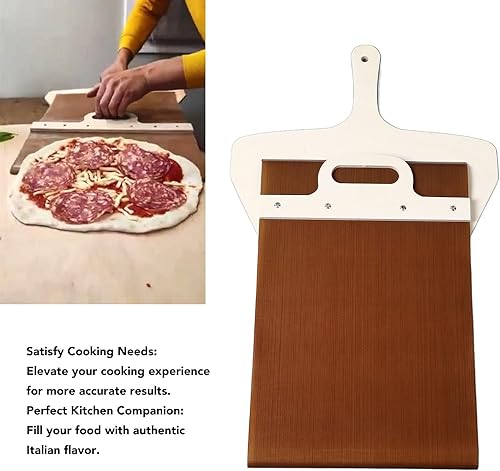 Miniatura 6 de Luqeeg Pala deslizante para pizza, pala de pizza con asa, scorrevole de pizza de pala, fácil transferencia para masa de pizza, pala de cáscara de