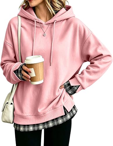 Coal2ToalPW Sweatshirts for Women Loose Fit Womens Layered Sweatshirt Fake Two P
