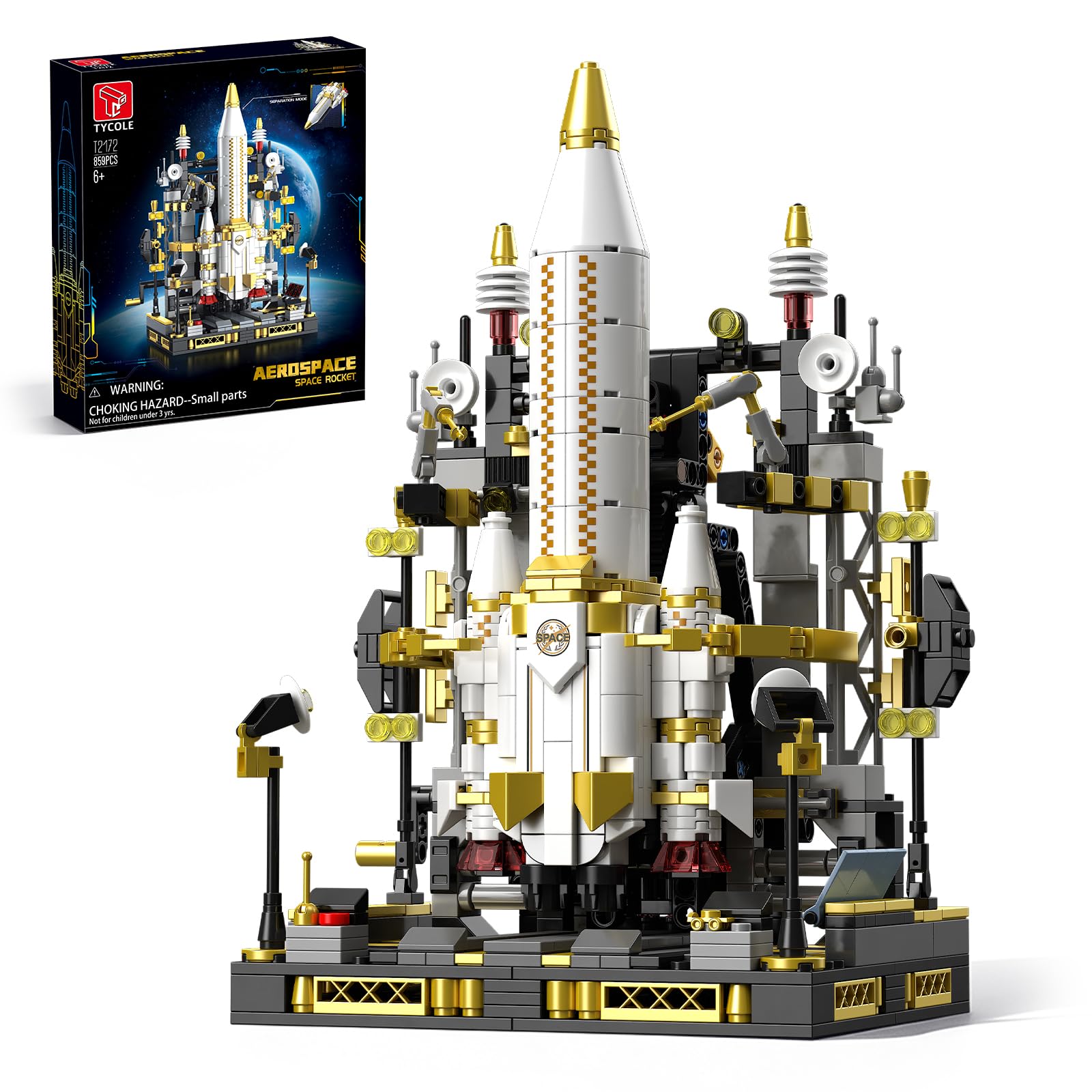 TYCOLE Rocket Building Set with Gear Lift Launch Pad Space Model