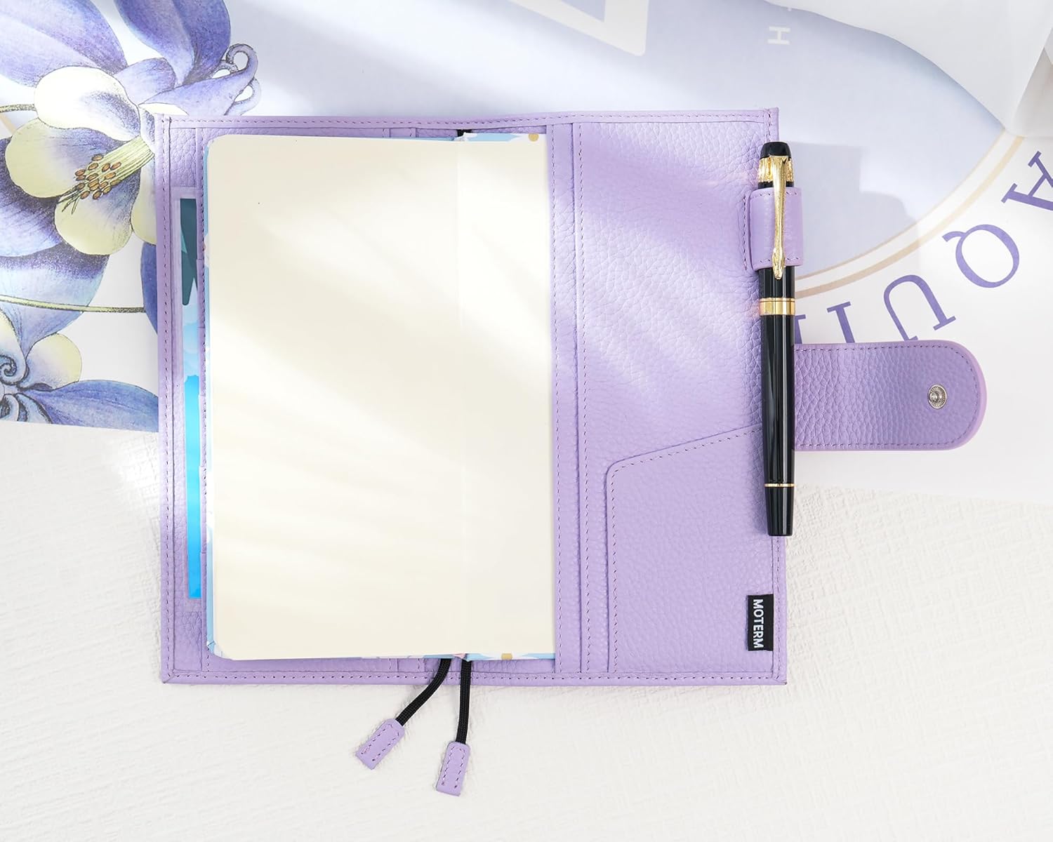 Moterm Leather Cover for Hobonichi Weeks - Fits Hobonichi Weeks/Weeks Mega, with Back Pocket (Pebbled-Lavender)