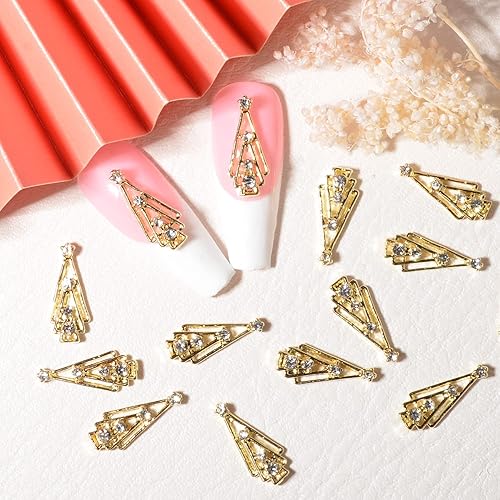 Miniatura 10 de BAIYIYI Abalorios dorados 3D para arte de uñas, diamantes de imitación, forma de corona, con cristales brillantes, diamantes de diseño lujoso,