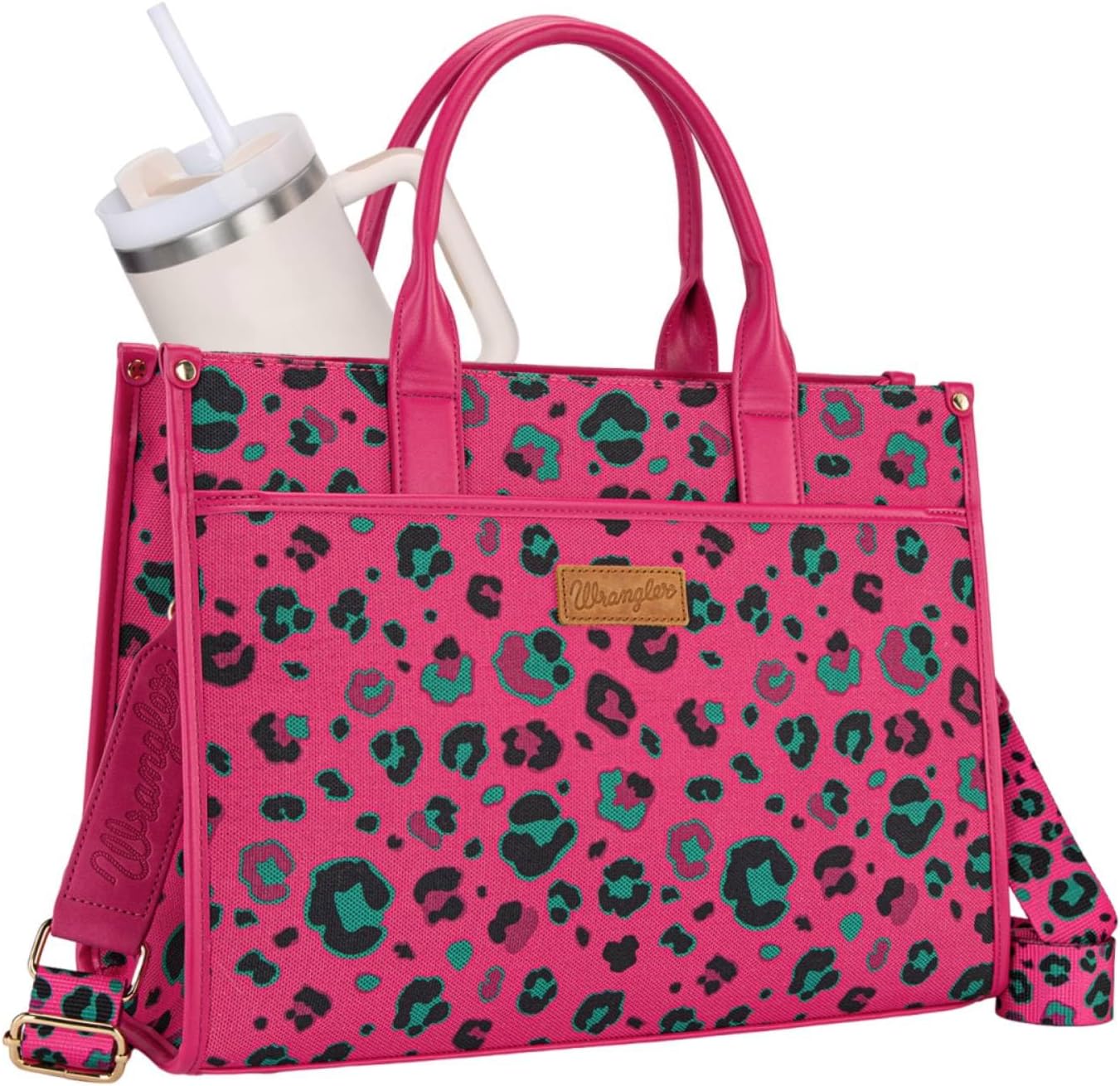 Wrangler Laptop Bag 15.6 Inch Large Tote Bag Leopard Womens Computer Bags Briefcase Bags for Work with Detachable Strap
