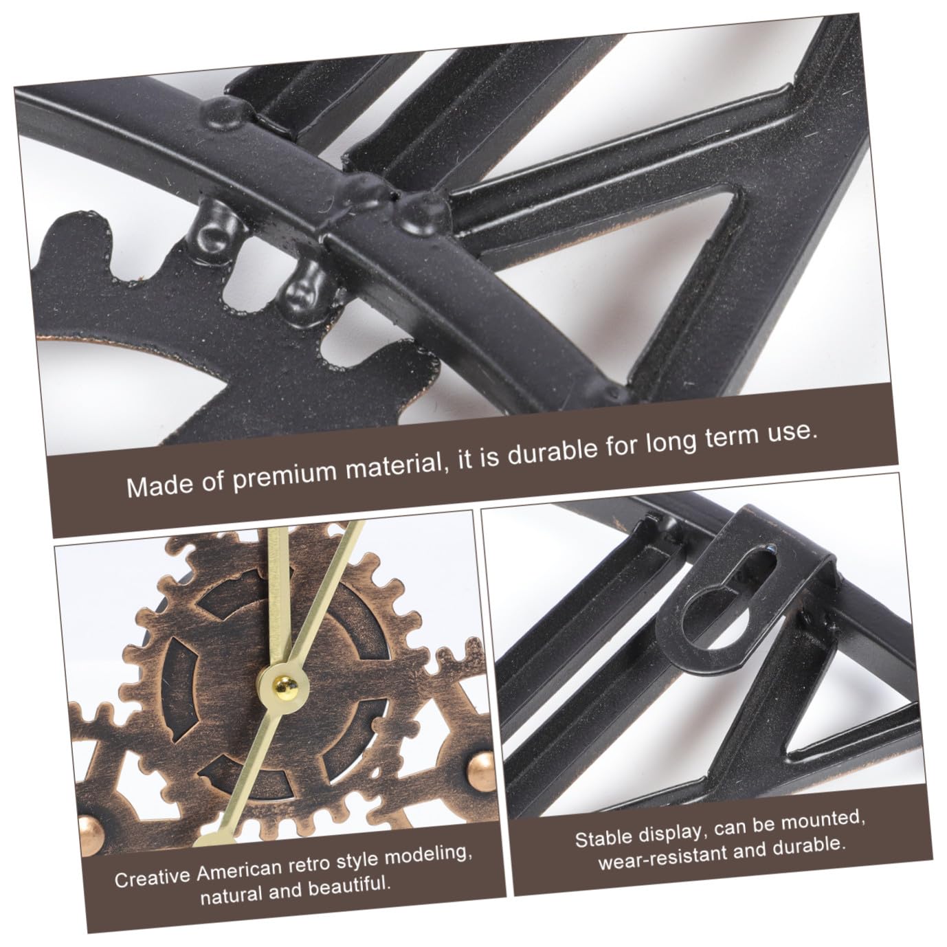 Cabilock Reloj de Pared Redondo de Estilo Industrial, Colgante Sencillo para Ambientes de Sala, Alojamientos y Cafeterías