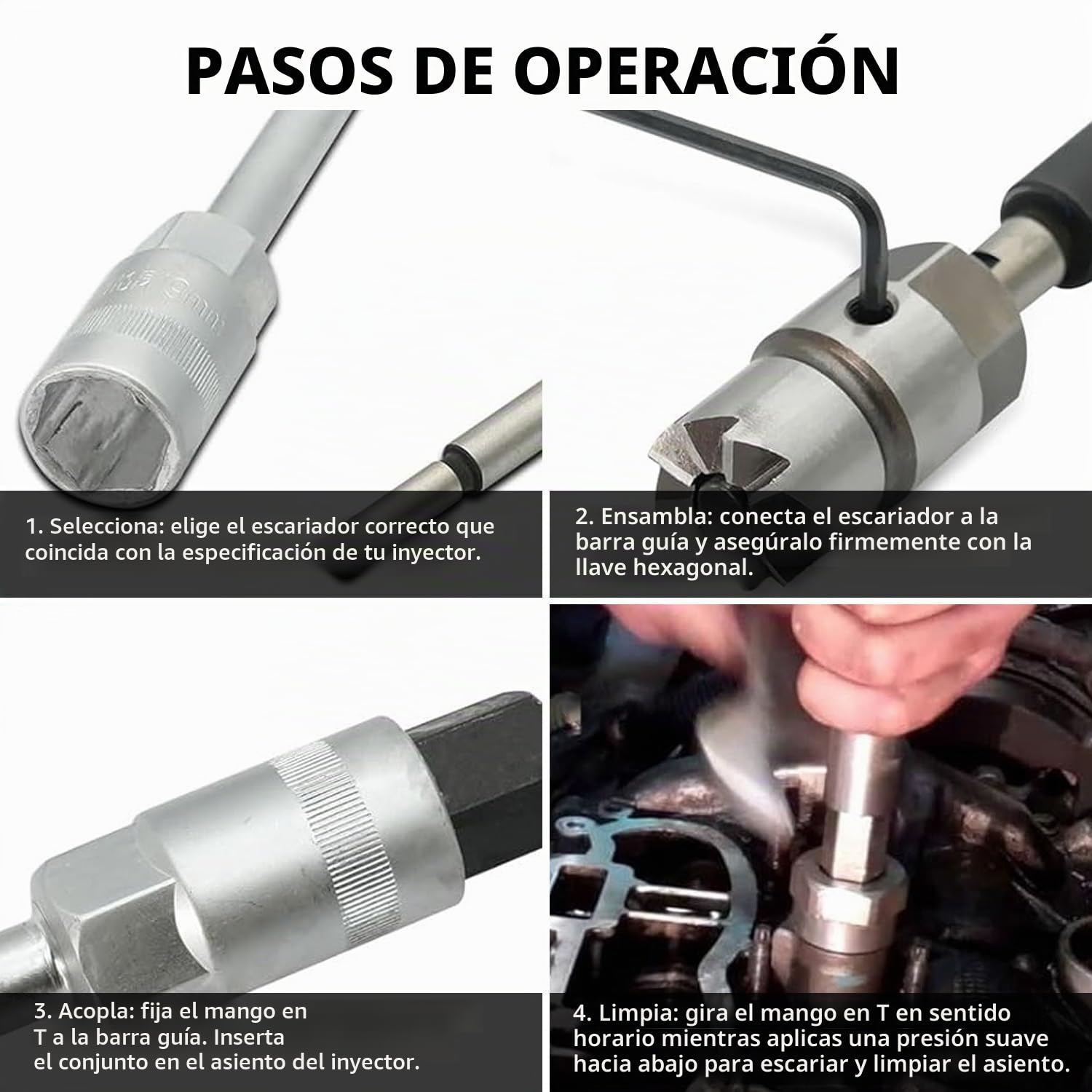 Juego 21 Fresas para Asientos de Inyectores Diesel, Kit Reparación con 13 Fresas, Extractor Junta y Herramientas Limpieza