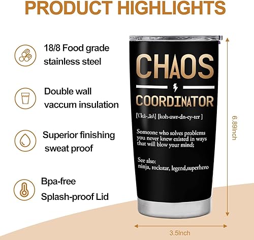 Miniatura 4 de Regalos de coordinador del caos para mujeres, regalos del día del jefe, regalos de agradecimiento para mujeres, regalos de cumpleaños para mujeres,