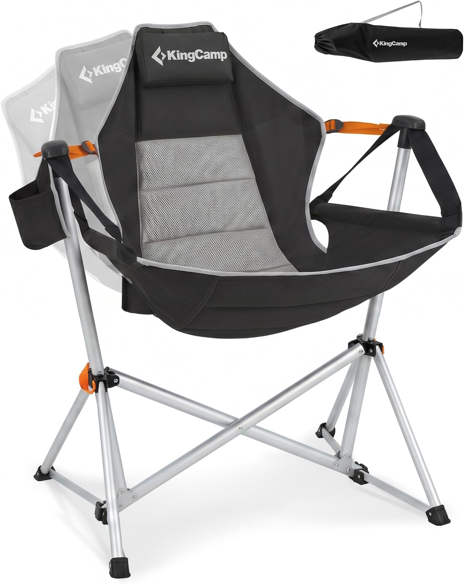Hammock, Camping Chair, Swinging, Portable, Foldable, Camping Chair for Adults, Max. 199.6 kg, Durable, Foldable, Oversized Rocking Chair with Aluminum Alloy Frame