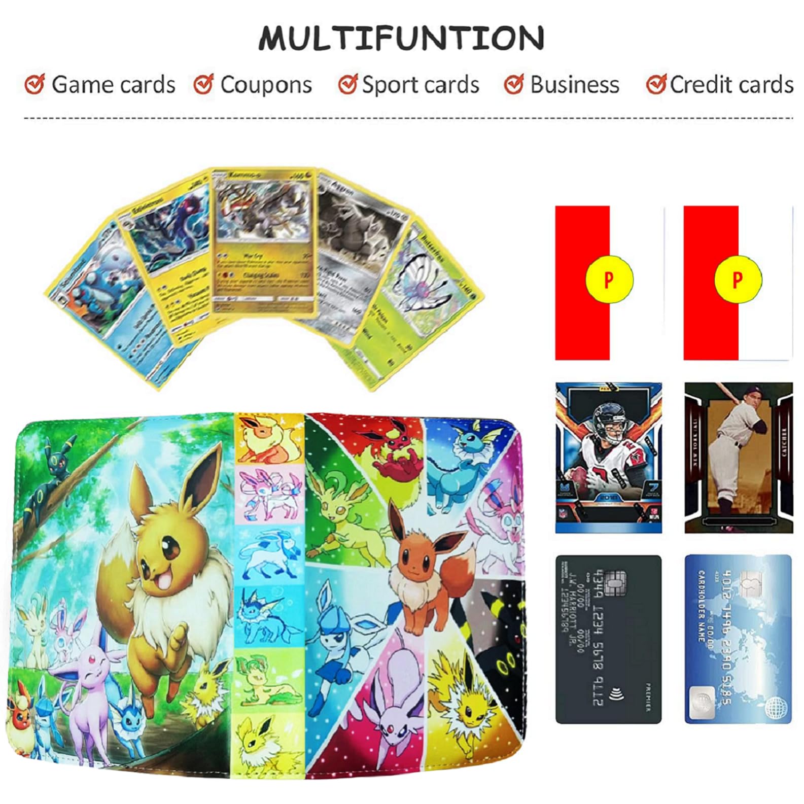 Trading Card Binder 400 Pockets, 4 Pocket Premium Collection Card Album Folder with 50 Double-Sided Removable Sleeves - Image 2