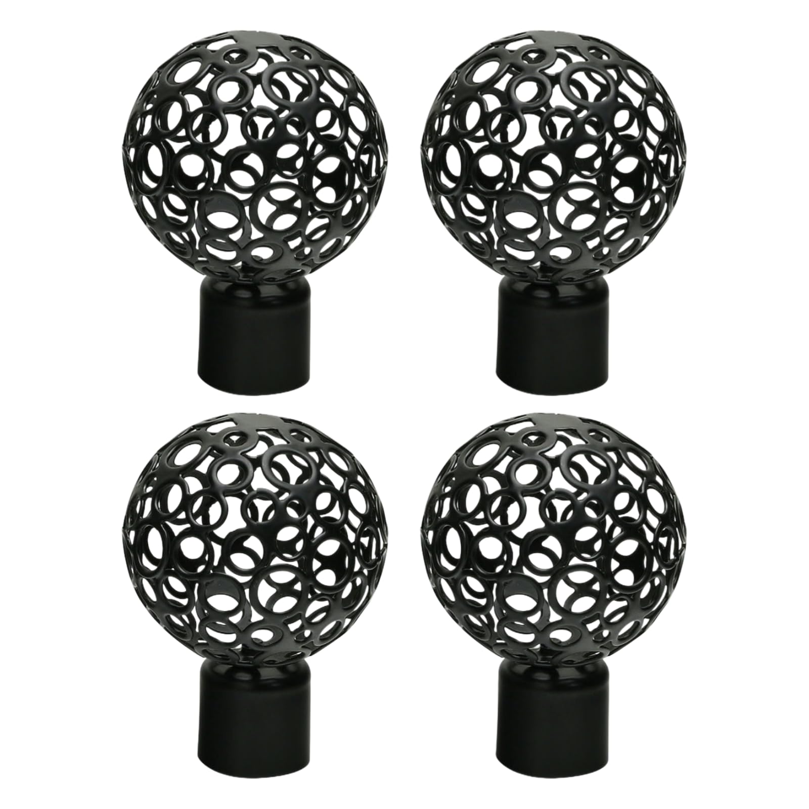 Curtain Pole Ends Finials 4PCS porous hollow ball 25mm 28mm Roman rod button pattern decorative head black 28mm