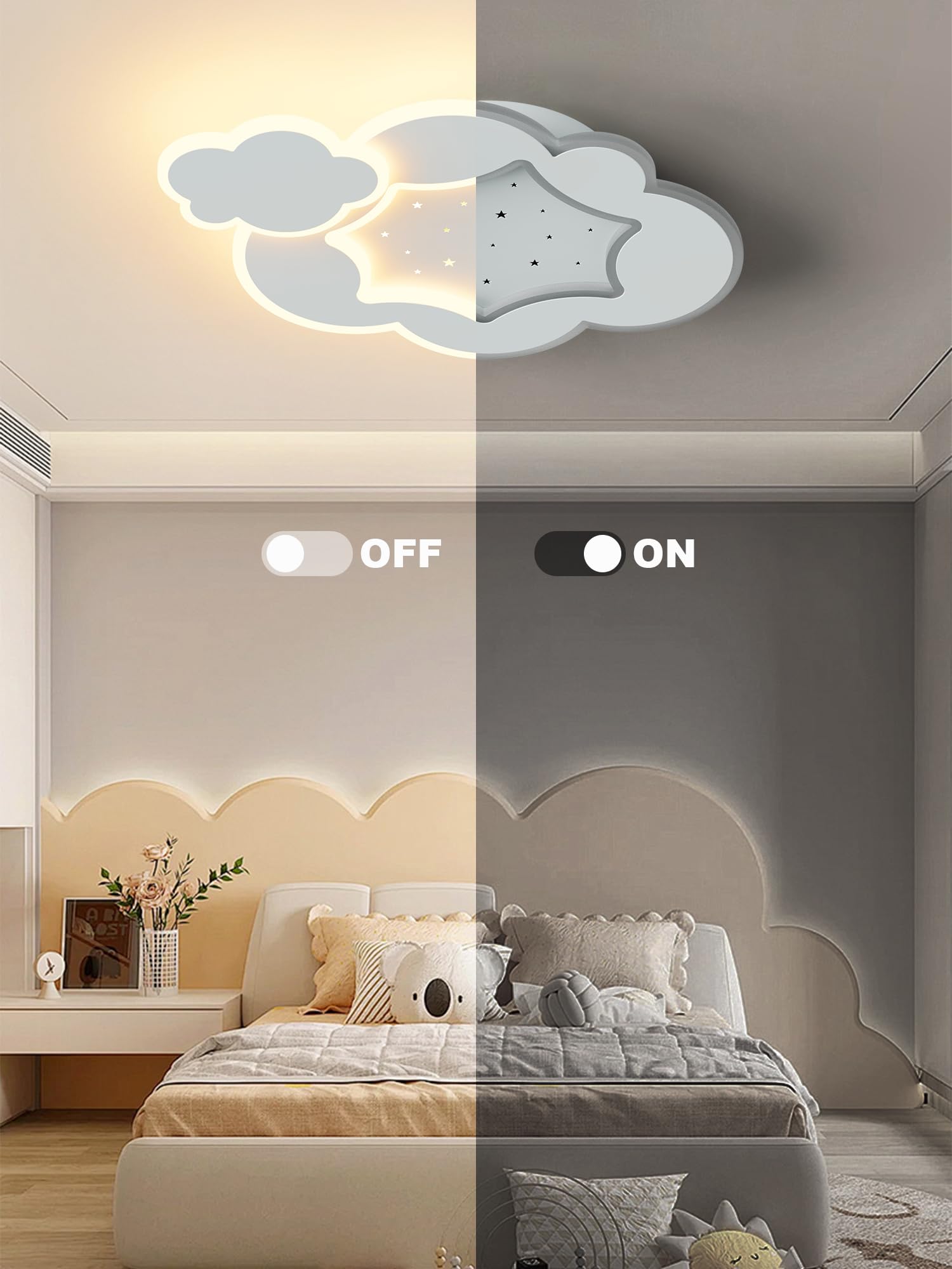 ZEKEI Lámpara Techo Infantil con Mando a Distancia，Lámpara Habitación Techo con Luz Regulable de 3000k-6000k y Brillo Ajustable para Dormitorio y Habitación Infantil，45 cm con Luz Nocturna