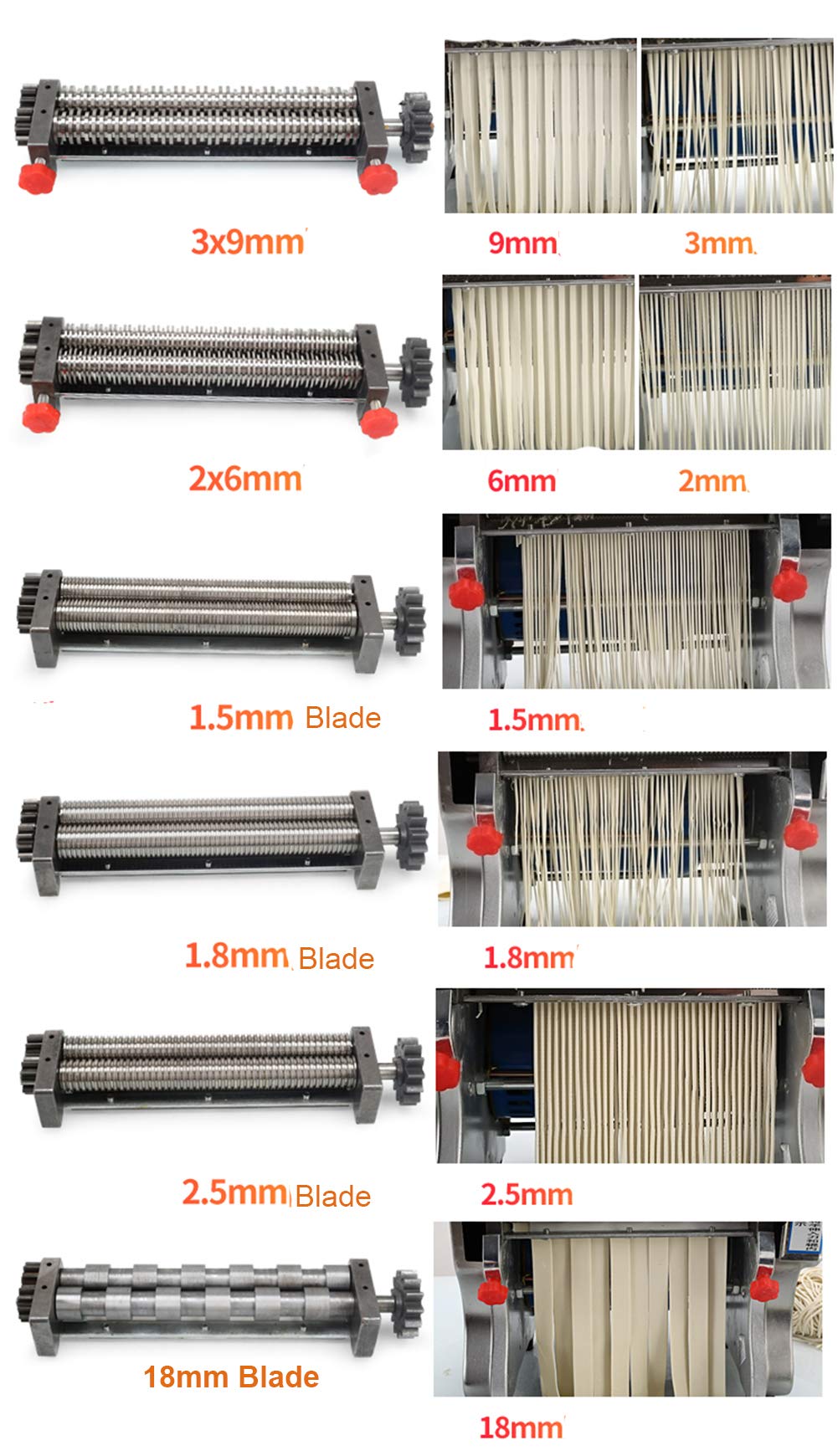 TOPCHANCES 2/6mm Blade for 750W Automatic Electric Pasta Machine Maker Press Noodles Machine Producing 110V (2/6mm Blade)