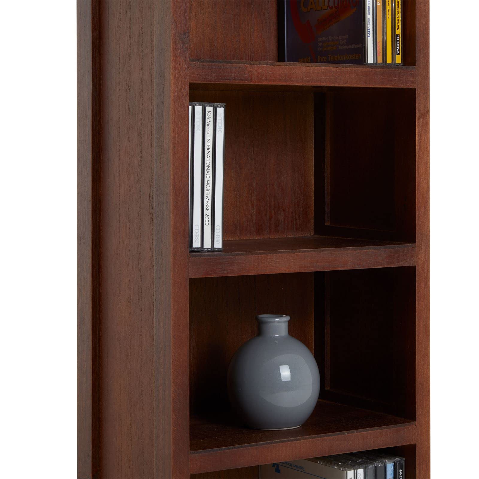 IDIMEX Etagère Musica, Rangement pour CD avec 4 tablettes, au Style Maison de Campagne, en Bois de Paulownia et MDF lasuré Brun foncé