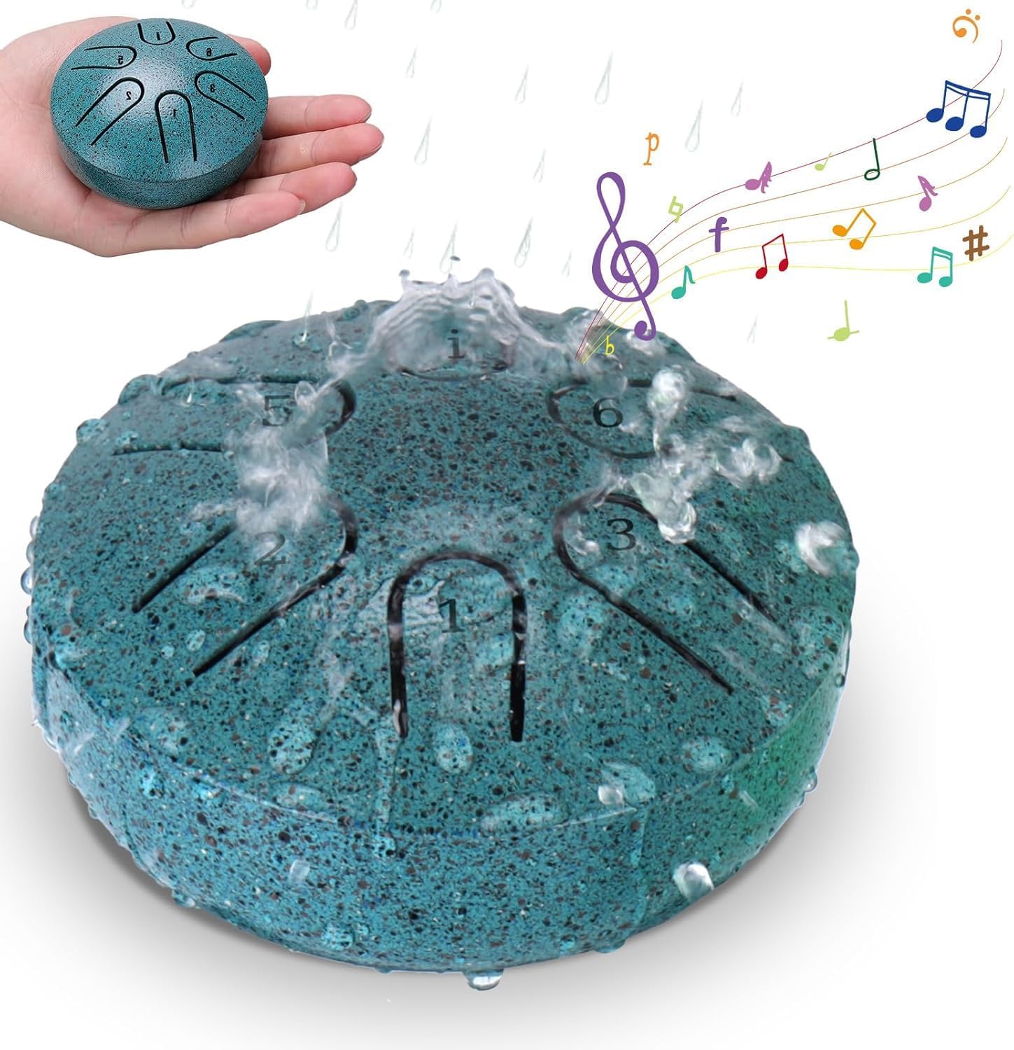 Tamburo antipioggia per giardino esterno, 7,6 cm, 6 note, in acciaio, la risonanza armoniosa dei suoni naturali, sincronizzato con il ritmo della natura, mini strumento a tamburo per pioggia