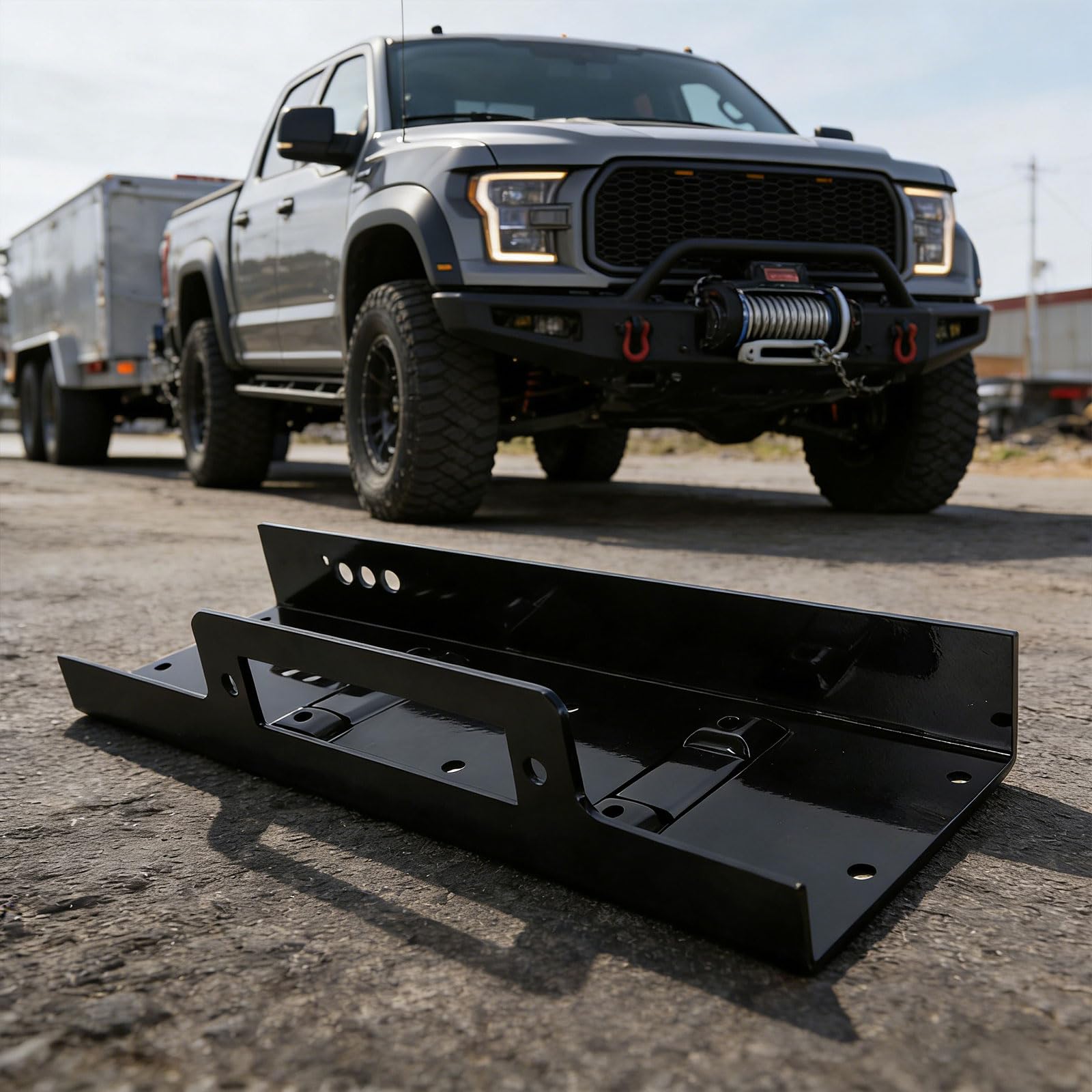 Seilwinde Montageplatte für LKW, SUV, Anhänger, 6803 kg, strapazierfähig, universell erhöhtes Bolzen-Design, Windenplatte für Anhänger
