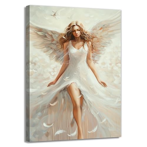 OAAPITI Angel Canvas Wall Art Girl With White Wing Picture