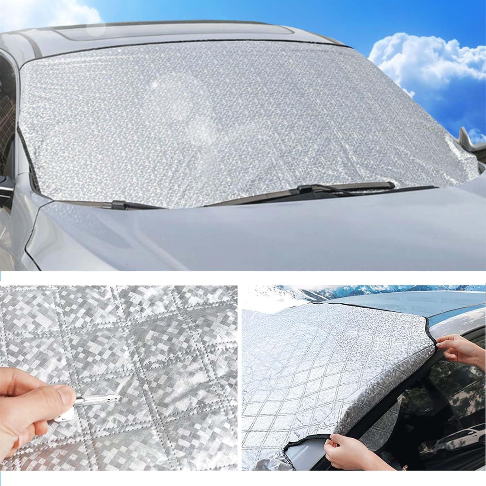 ProtProtezione Copri Parabrezza Auto,147 * 95cm Copri Parabrezza Antigelo Auto Inverno,Parasole Auto Parabrezza,Protezione Solare,Protezione dal Gelo,Copertura del Parabrezza Anteriore,
