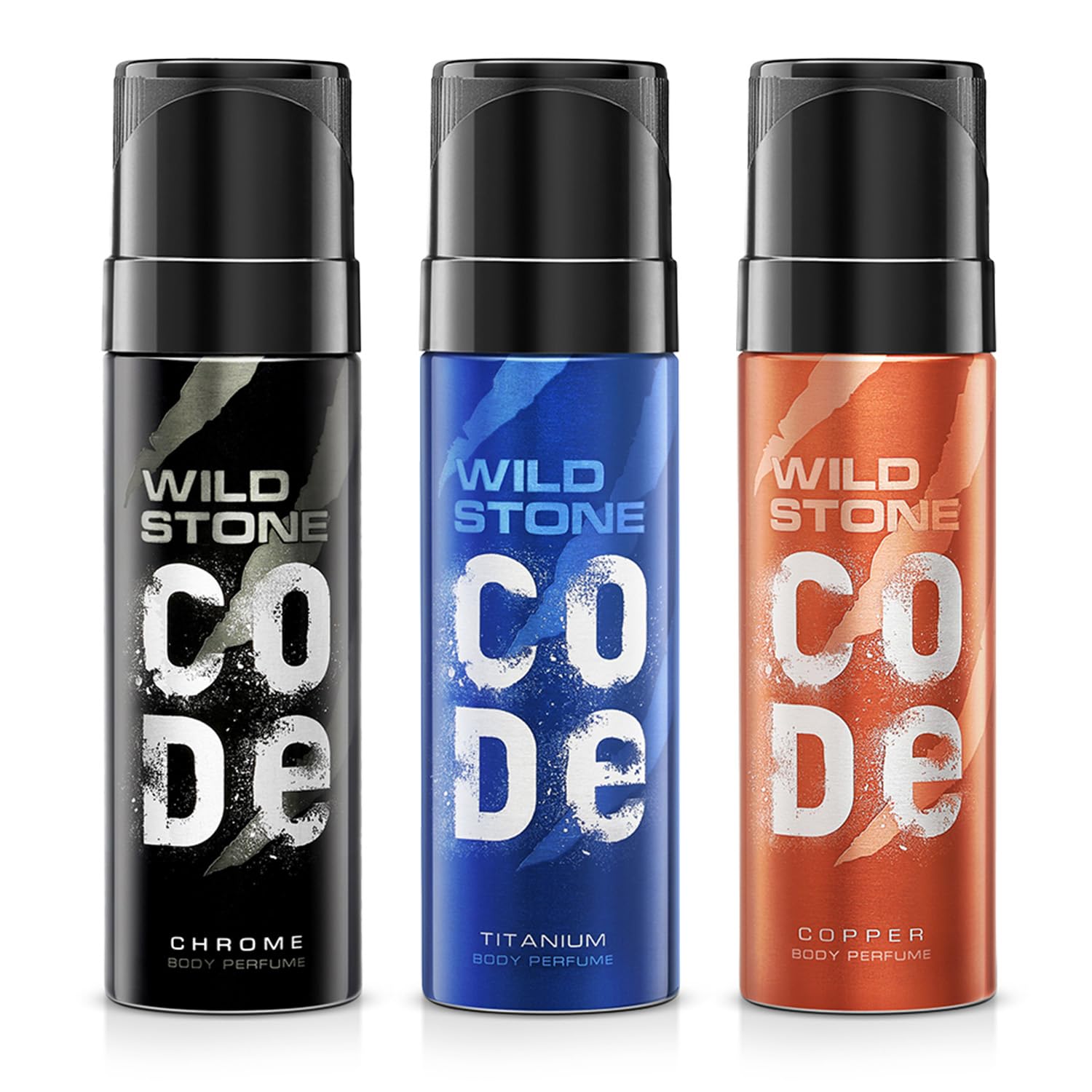 Chrome, Copper And Titanium Body Perfume Spray For Men, Pack Of 3 (150Ml Each)