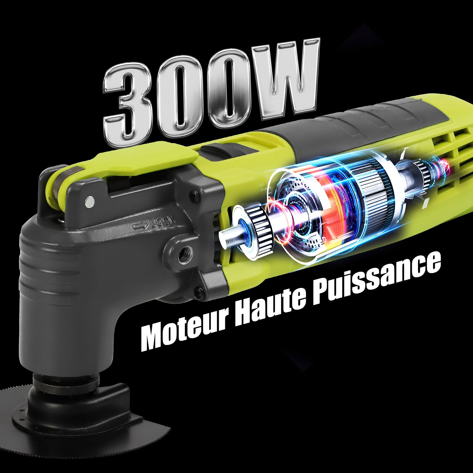 DEWINNER Outil Multifonction Oscillant, 300W Outils Oscillants, Angle Oscillant 3 °, 6 Vitesses Variables 15000-22000RPM, 28 Accessoires, Multi Outil Oscillant pour Couper, Poncer, Gratter, Scier