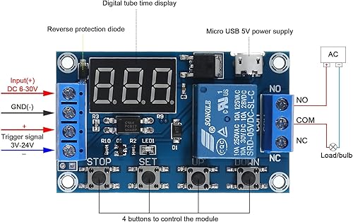 Miniatura 3 de DIANN 2pcs DC 6V-30V Módulo de relé de temporizador de ciclo de disparo Interruptor de temporizador de retardo de encendidoapagado Módulo de relé