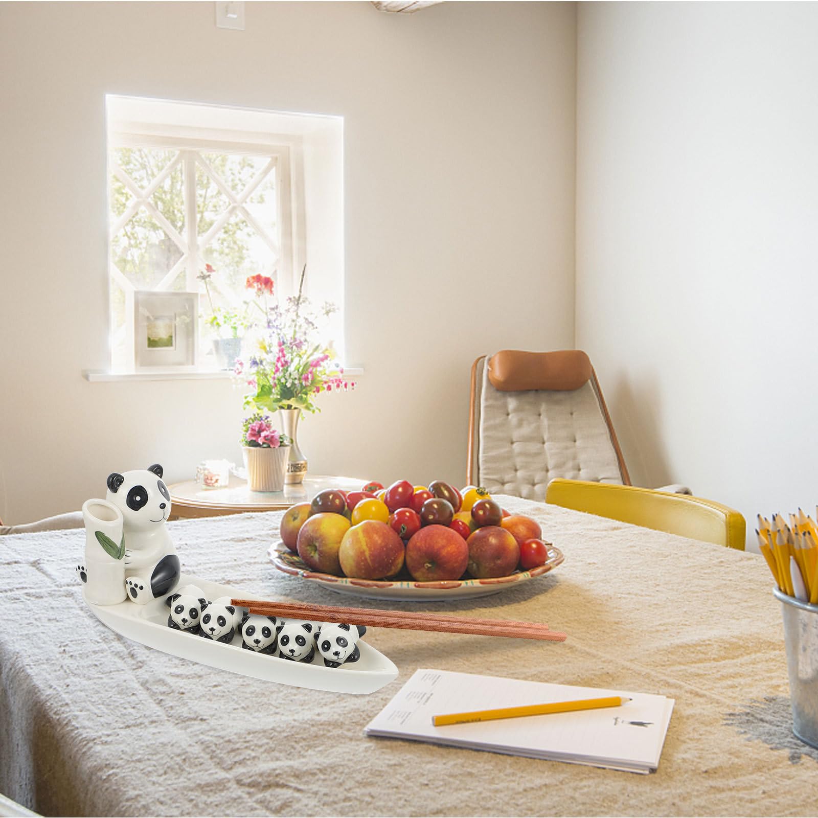 Beaupretty Set de Vaisselle Porte-Baguettes Panda en Céramique Blanche, Support Compact et Créatif pour Baguettes, pour Banquet et Célébration