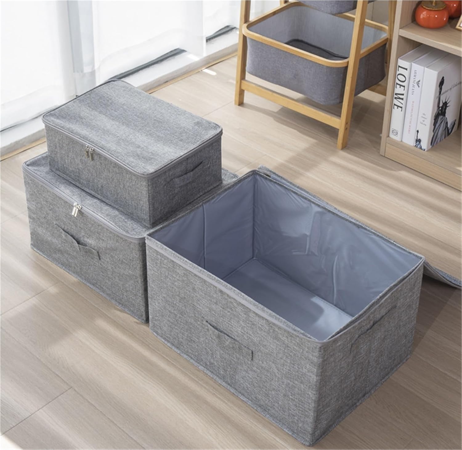 Storage Bag for Clothes Bedding Clothes Quilt Foldable Storage Box Cotton and Linen Underwear Bedding Storage Storage Container(G,38 * 26 * 15cm)