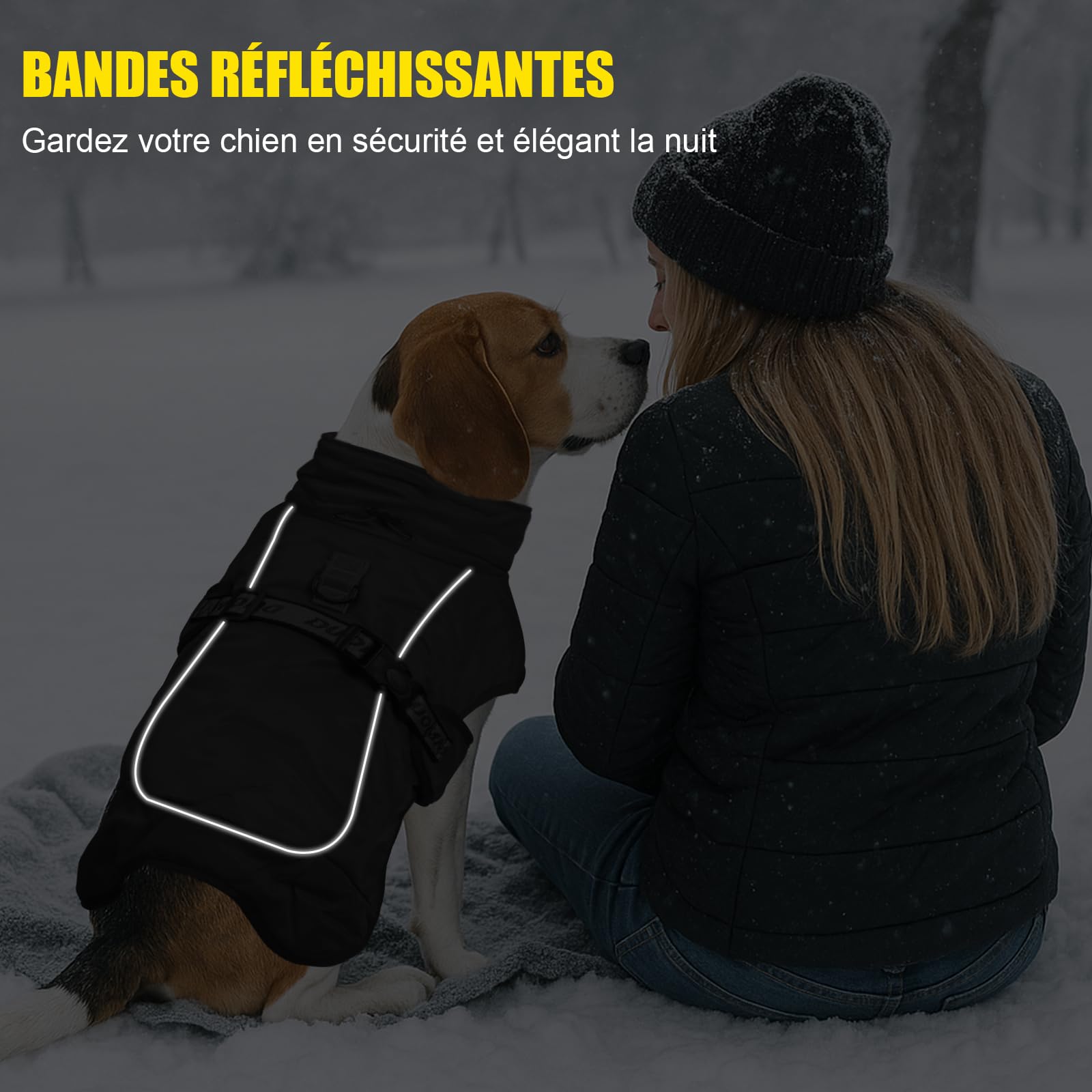FEimaX Manteau d'hiver pour Chien Veste Chaud Coupe-Vent Réfléchissant 6XL Noir