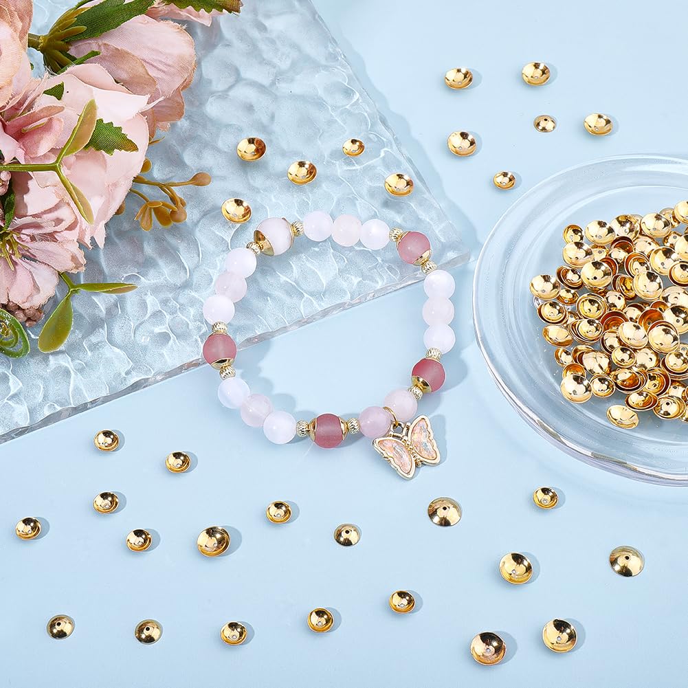 Beebeecraft 200 Pezzo 6/8 Tappi A Sfera in Acciaio Inossidabile da 304mm Tappi Distanziatori A Mezza Sfera Placcati in Oro 18K per Bracciali Collane Orecchini e Altri Gioielli.