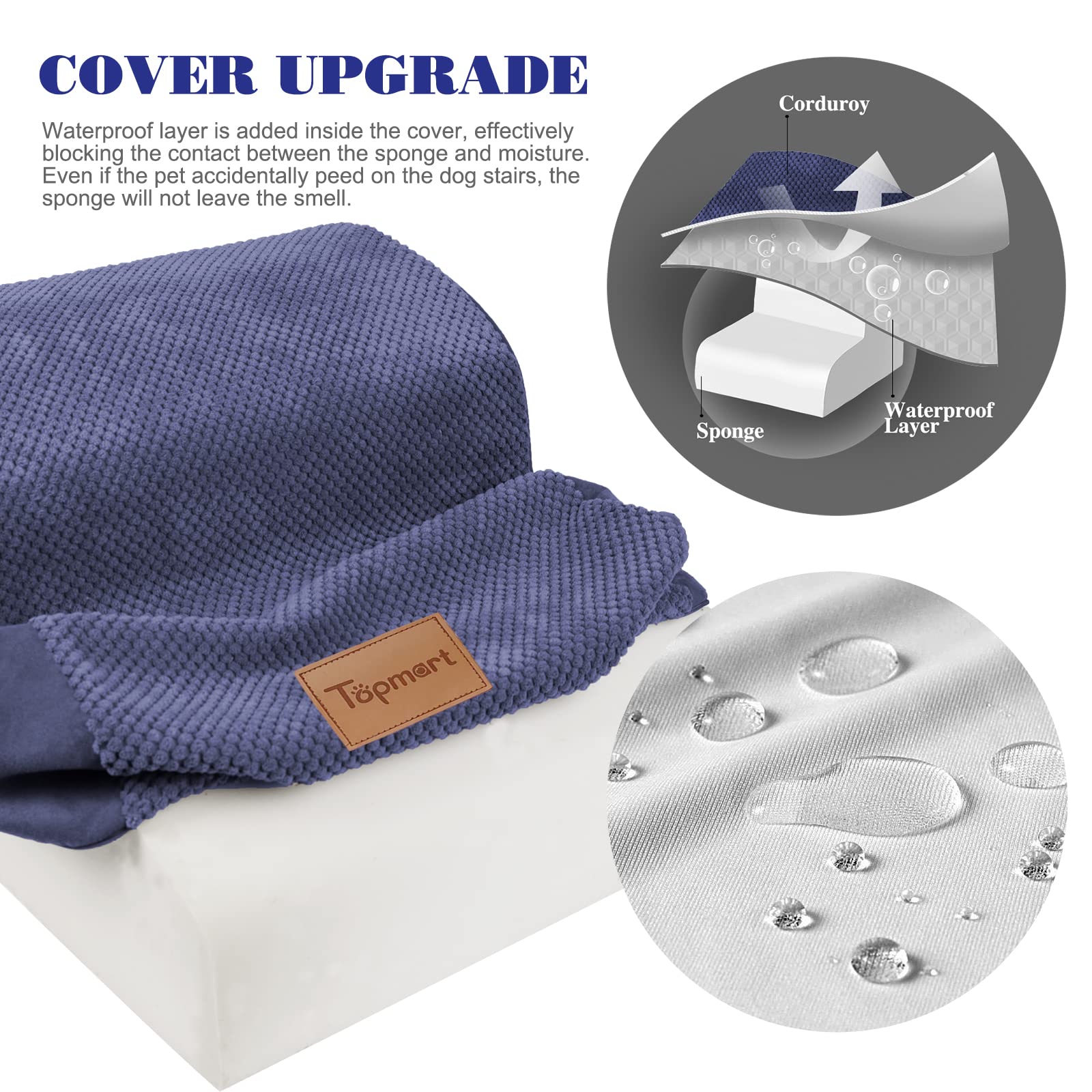 Topmart High Density Foam Pet Steps 2 Tiers,11.8" High,Non-Slip Dog Stairs,Dog Ramp,Soft Foam Dog Ladder,Best for Dogs Injured,Older Cats,Pets with Joint Pain,Suitable for Low Sofas,Stairs,Lower place