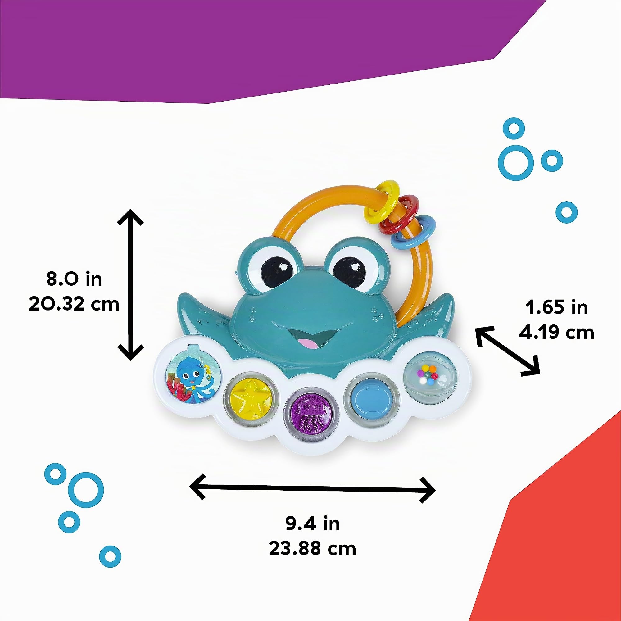 Baby Einstein Jouet sensoriel Ocean Explorers Neptune’s Busy Bubbles Sensory Activity Toy de, avec lumières interactives et Musique, Enfants de 3 Mois et Plus