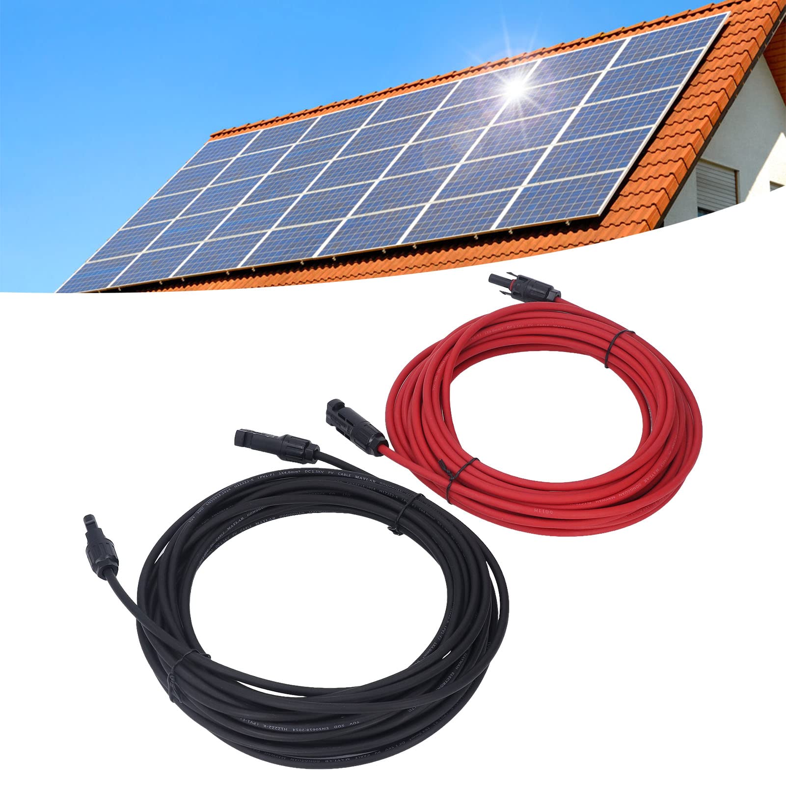 Cavo di prolunga per pannello solare 2 pezzi 12 AWG 4 mm², cavo di prolunga adattatore solare con connettore femmina maschio, cavo per pannello solare ignifugo IP68 per ambienti (10 m/32,8 piedi)