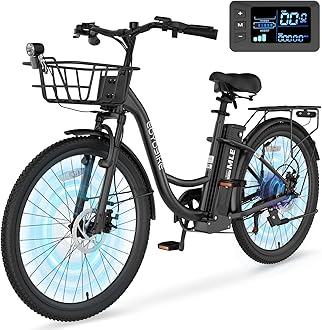 Electric Bike for Adults, 700W Peak Power 7 Speed Step Through Electric Cruiser Bike, 40 Miles Electric Bicycle with 36V 10.4Ah Battery, Aluminum Frame City Commuter E Bikes for Women, Men
