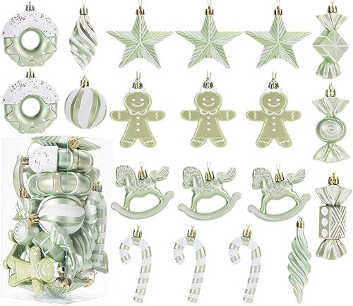 Miniatura 8 de LANGXUN 20 adornos de Navidad para colgar en el árbol de Navidad 2025, decoración de árbol de Navidad, caballo de plástico, hombre de jengibre,
