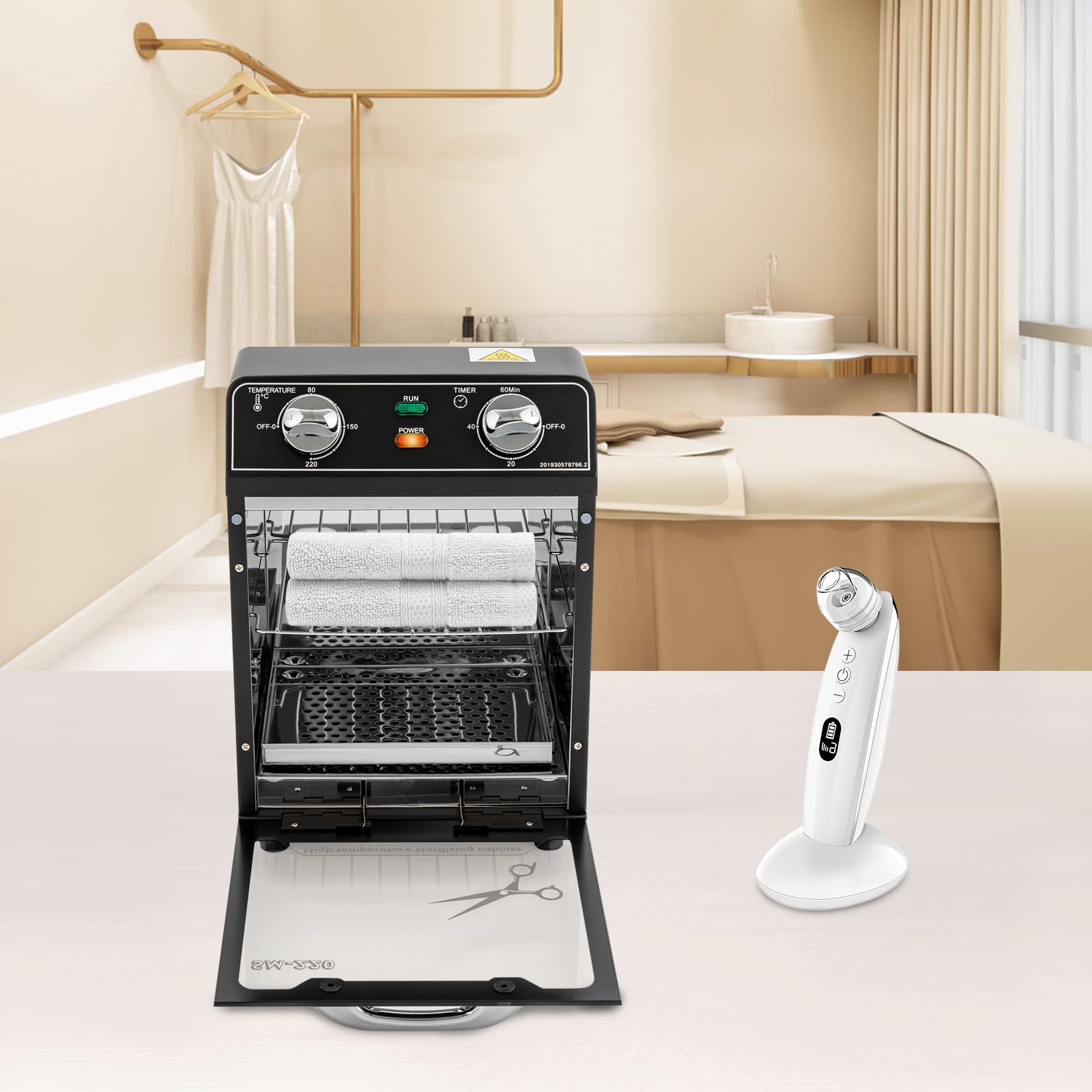 Hochtemperatur-Sterilisator 8L 600W mit 0-220°C & Timer 0-60min, Sterilisationsgerät für Nagelwerkzeuge & Friseurbedarf, Desinfektion für Salon & Spa (22x21x31,5cm)