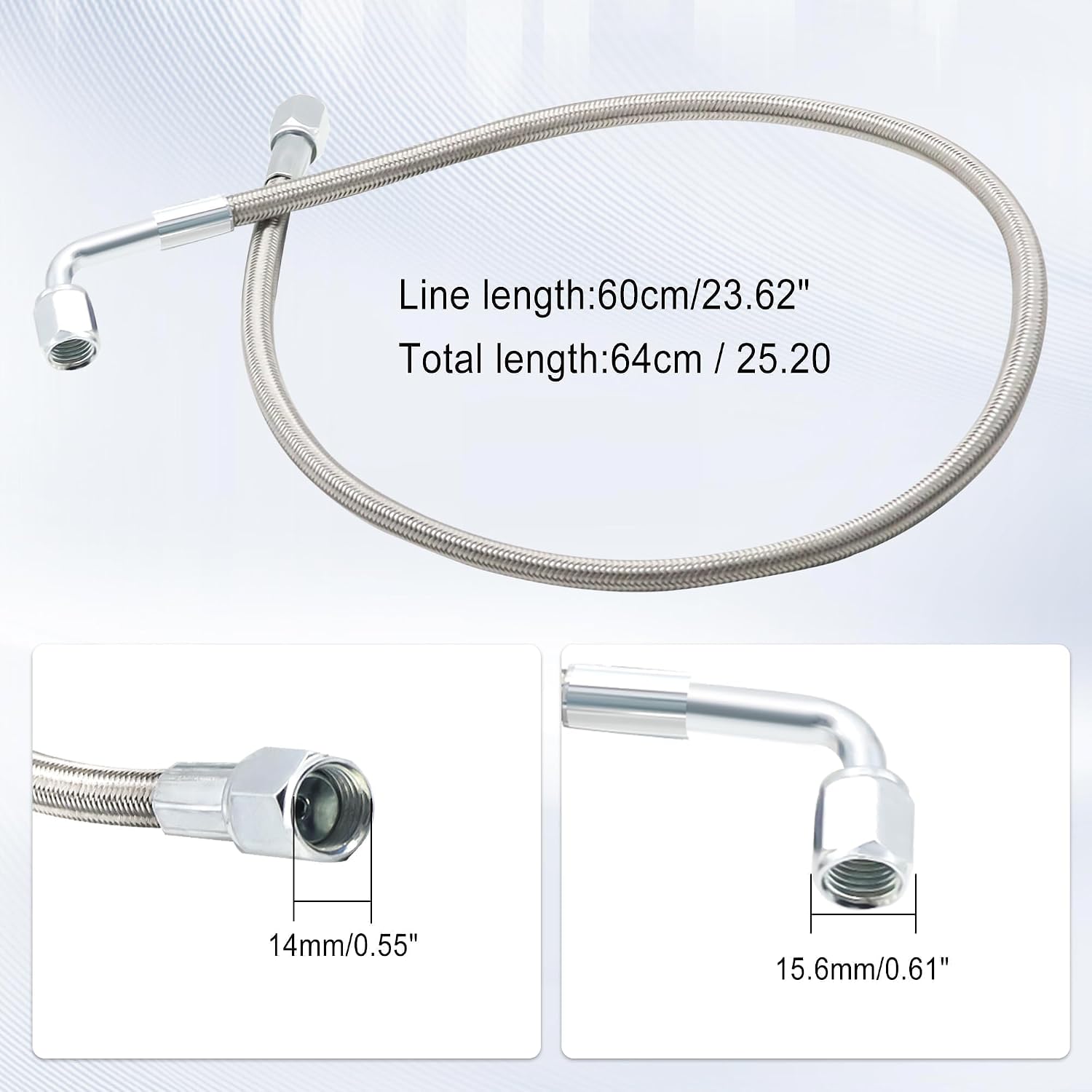 4AN Turbo Oil Feed Line 24" Length Steel braided 90 degree straight hose end pressure stainless steel material Remote turbocharger sensor Teflon Turbo feed wire 24 inch argent 551871