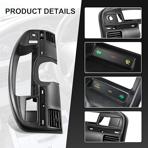 Miniatura 4 de Contorno de panel de tablero de instrumentos negro de reemplazo para Ford F250 F350 F Series Super Duty 7.3L V8 Diesel 1994-1997 F4TZ-15044D70-C