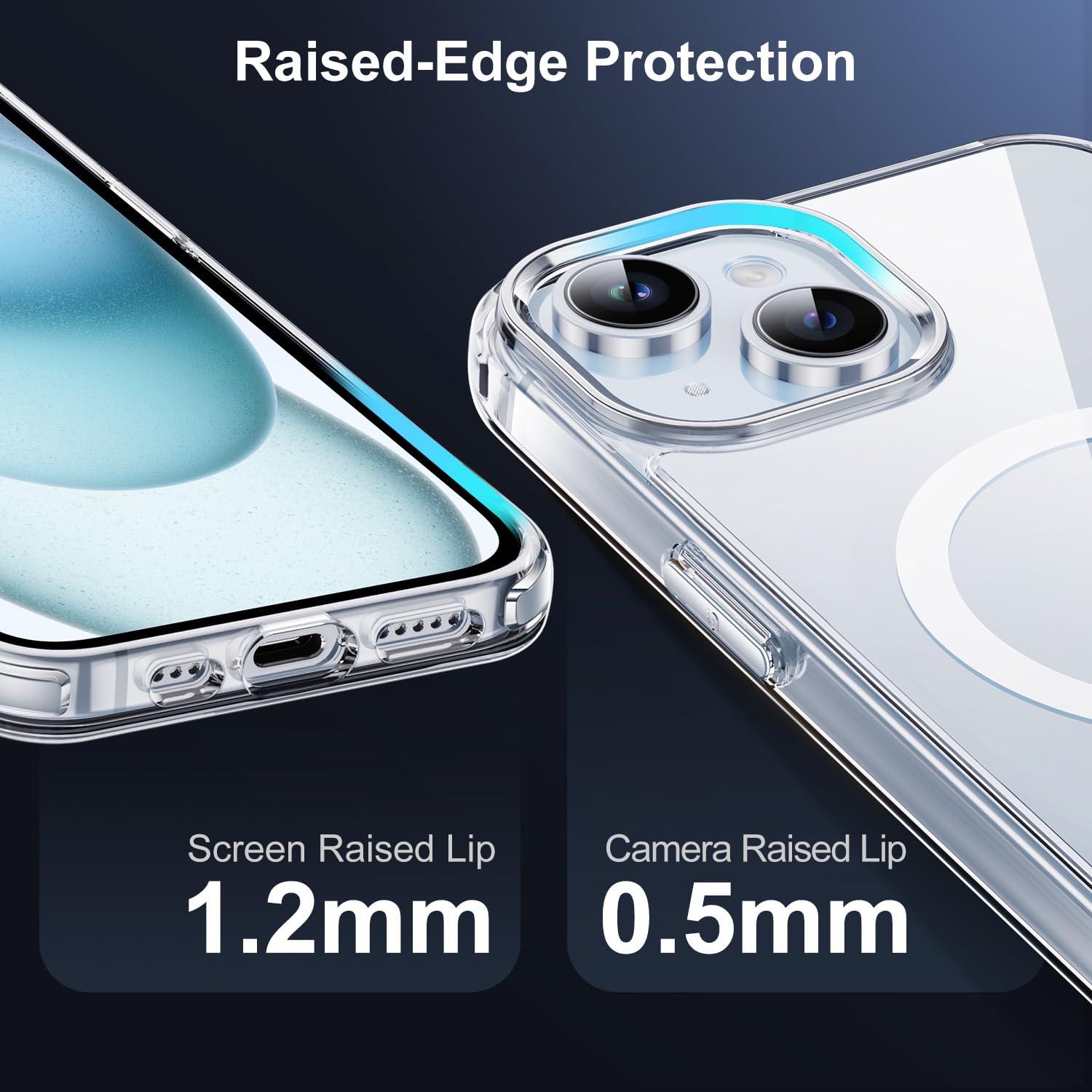 Aunote Cover per iPhone 15 6,1 Pollici Compatibile con MagSafe Ricarica Wireless, Antigraffio Trasparente, Telefono Custodia Antiurto (Trasparente)